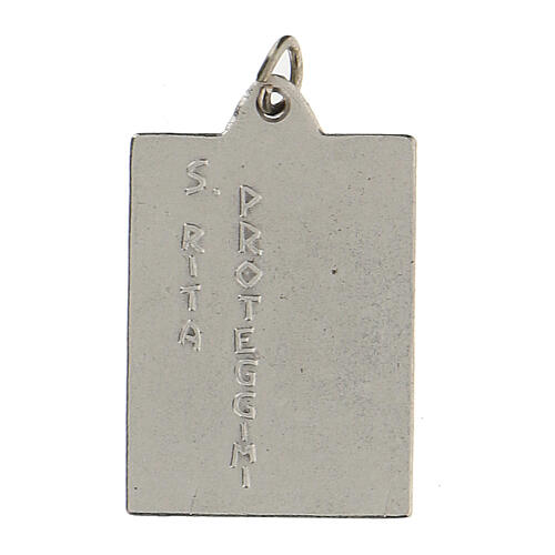 Saint Rita protect me on rectangular medal, 2.5 cm 2