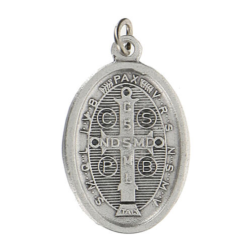 Kleine Medaille von Sankt Benedikt aus Zamack mit kordelfőrmigem Rand, 2,5 cm 2