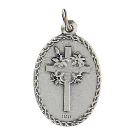 Medalik owalny błękitny Święty Franciszek z Asyżu i wilk 2,5 cm