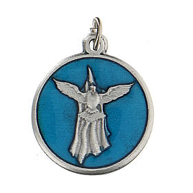 Emaillierte runde Konfirmation-Medaille aus Zamack mit Heiligem Geist, 1,5 cm