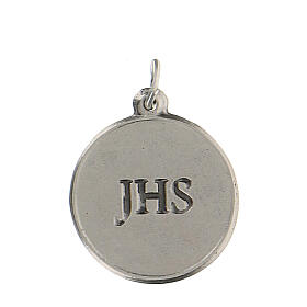 Round enamelled medal with IHS Chalice, 1.5 cm, zamak