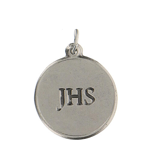 Round enamelled medal with IHS Chalice, 1.5 cm, zamak 2