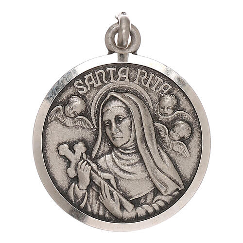 Anhänger Medaille Santa Rita aus 800er Silber, 2 cm 1