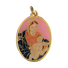Pink medal with Virgin Mary and Baby Jesus