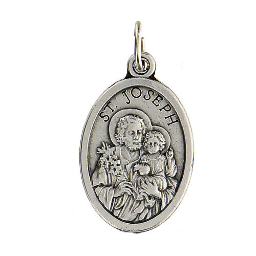 Kleine Medaille aus Zamack-Metall von 2 cm mit Sankt Joseph und Heiliger Familie 1
