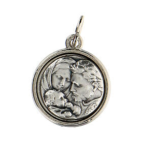 Dicke Medaille mit Sankt Joseph und Heiliger Familie mit Ring, 2 cm