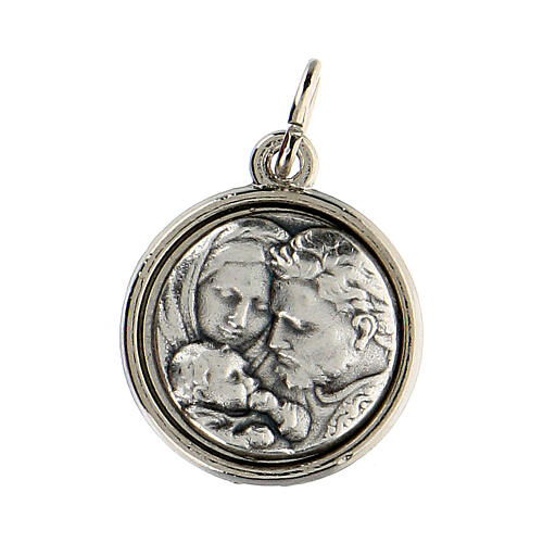 Dicke Medaille mit Sankt Joseph und Heiliger Familie mit Ring, 2 cm 2