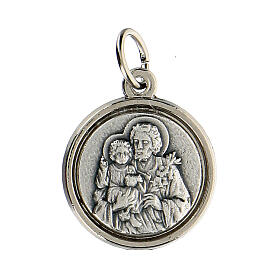 Medalik gruby Święty Józef i Święta Rodzina, z kółeczkiem, średnica 2 cm
