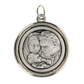 Kleine Medaille mit mattem Innenkreis, Heiliger Familie und Sankt Joseph, 3 cm