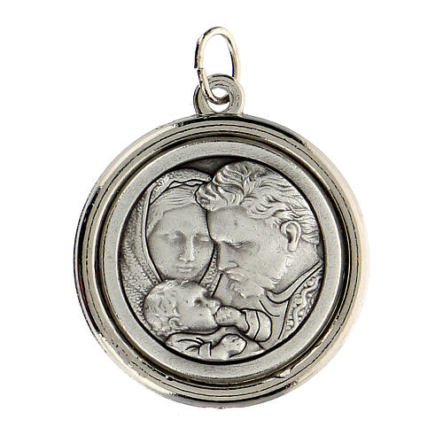 Kleine Medaille mit mattem Innenkreis, Heiliger Familie und Sankt Joseph, 3 cm 2