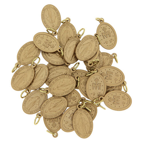 Miraculous Medals, French inscription, SET of 100, 1.8 cm, gold plated aluminium 3