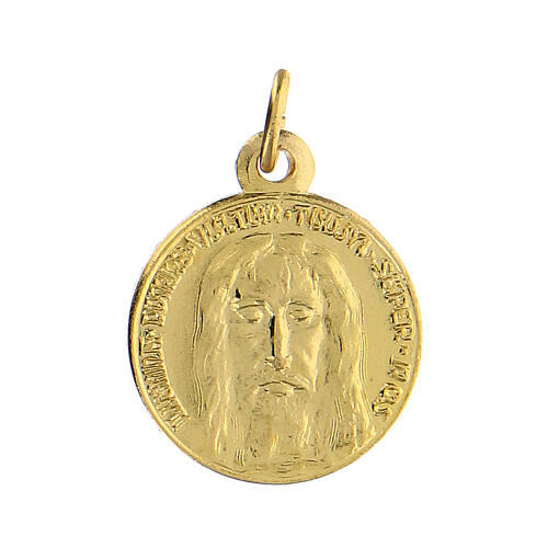 Medaliki 100 szt. OPAKOWANIE Święte Oblicze IHS aluminium pozłacane 1,8 cm 1