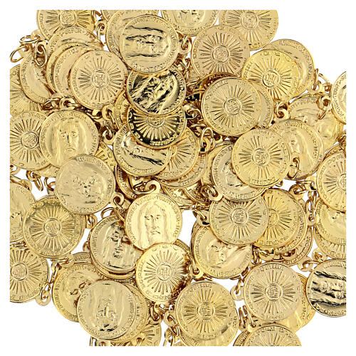 Medalhas conjunto 100 peças Sagrada Face IHS 1,8 cm alumínio dourado 3