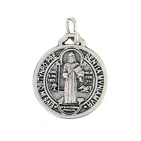 Médaille Saint Benoît zamak argenté 16 mm