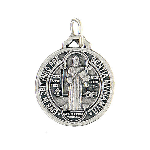 Medalik Święty Benedykt zamak posrebrzany 16 mm 1