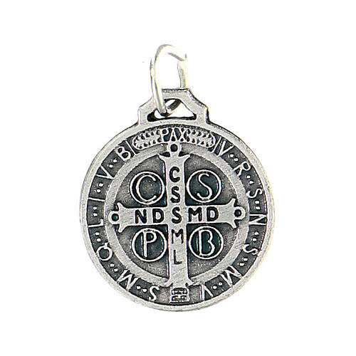 St Benedict medal in silver-plated zamak 16 mm 2