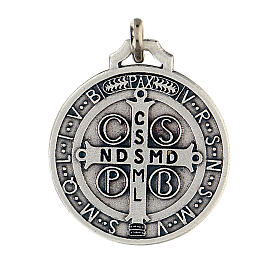 Medal of Saint Benedict, 35 mm, silver-plated zamak