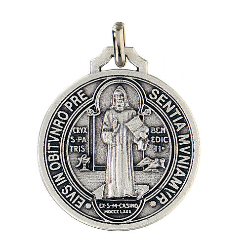 Medal of Saint Benedict, 35 mm, silver-plated zamak 1