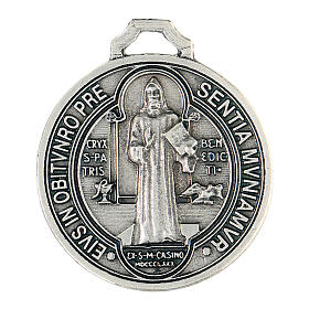 Medalla San Benito zamak plateado 45 mm