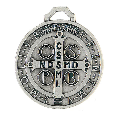 Medalla San Benito zamak plateado 45 mm 2