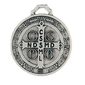 Saint Benedict medal in silver-plated zamak 45 mm