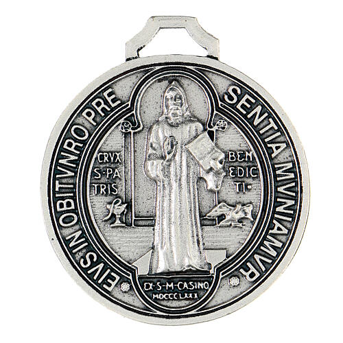 Médaille St Benoît zamak argenté 55 mm 1