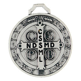 Saint Benedict medal in silver-plated zamak 55 mm