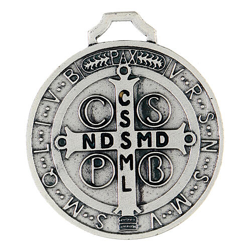 Saint Benedict medal in silver-plated zamak 55 mm 2