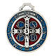 Medal of St. Benedict, 4.5 cm, silver-plated zamak and blue enamel s2