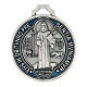 Médaille Saint Benoît zamak argenté et émaillé 4,5 cm s1