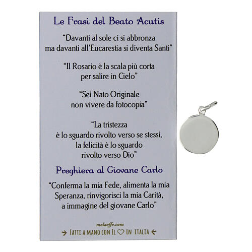 Médaille petite taille Carlo Acutis argent 925 3