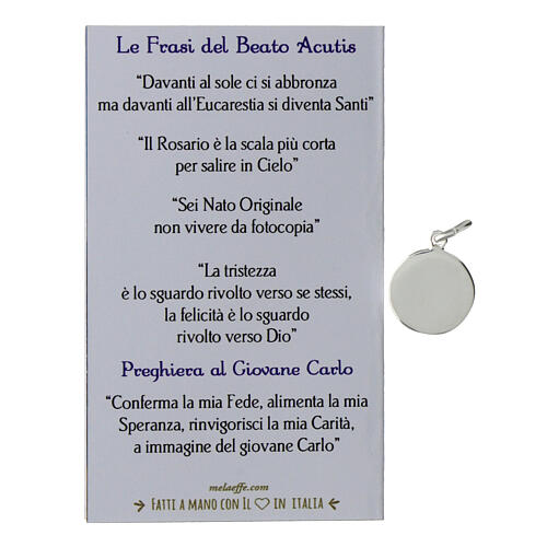 Small Carlo Acutis medal in 925 silver 3
