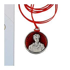 Medal of Carlo Acutis, red background, 0.8 in
