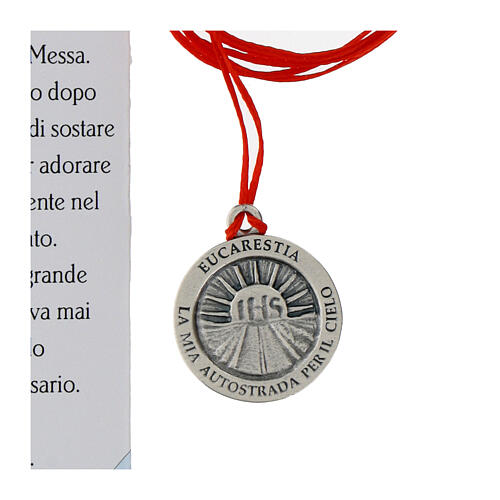 Medal of Carlo Acutis, red background, 0.8 in 3