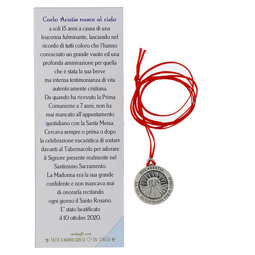 Medal of Carlo Acutis, red background, 0.8 in 4