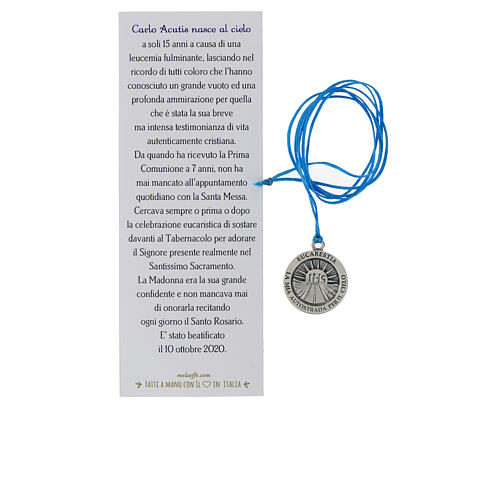 Medaille Carlo Acutis, blauer Hintergrund, 20 mm 4