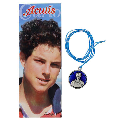 Medalik Carlo Acutis, tło niebieskie, 20 mm 1