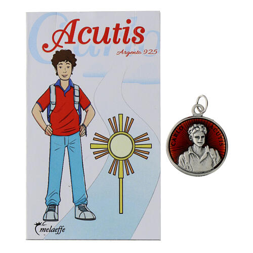 Carlo Acutis' medal with red enamel, 0.8 in 1