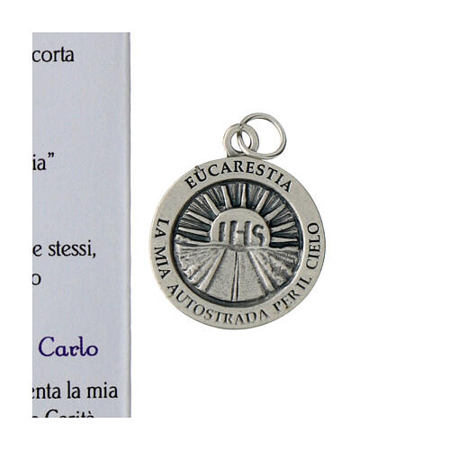 Carlo Acutis' medal with red enamel, 0.8 in 3