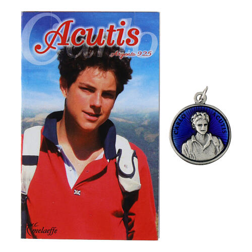 Carlo Acutis' medal with blue enamel, 0.8 in 1