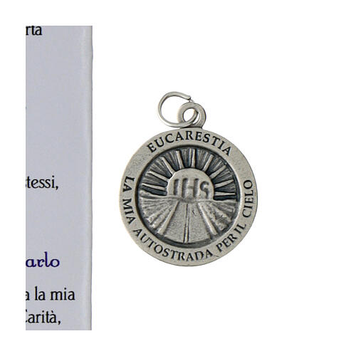 Carlo Acutis' medal with blue enamel, 0.8 in 3
