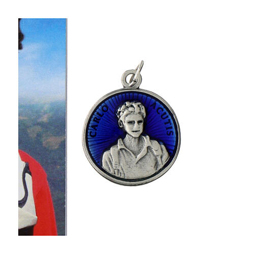 Médaille Carlo Acutis émail bleu 20 mm 2
