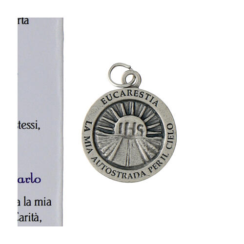Medalik Carlo Acutis, niebieska emalia, 20 mm 3