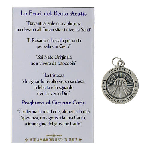 Medalik Carlo Acutis, niebieska emalia, 20 mm 4