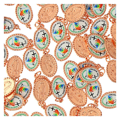 Rose gold medal with 2025 Jubilee official logo, 1 in 3