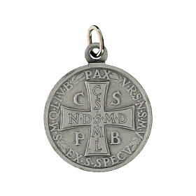 Saint Benedict Medal, 0.7 in, silver-plated brass