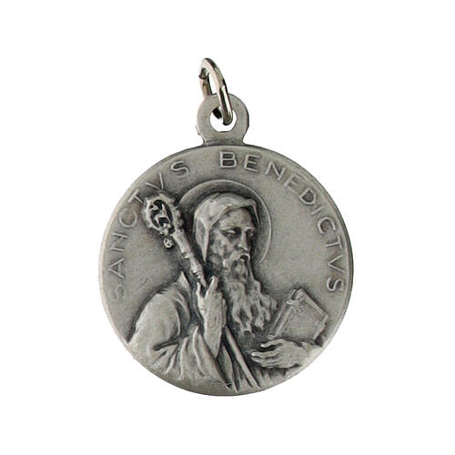 Saint Benedict Medal, 0.7 in, silver-plated brass 1