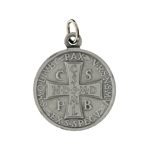 Saint Benedict Medal, 0.7 in, silver-plated brass 2