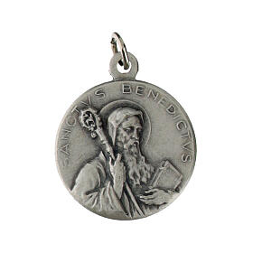 Médaille Saint Benoît argentée 18 mm laiton