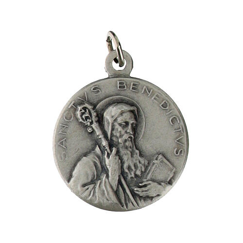 Médaille Saint Benoît argentée 18 mm laiton 1